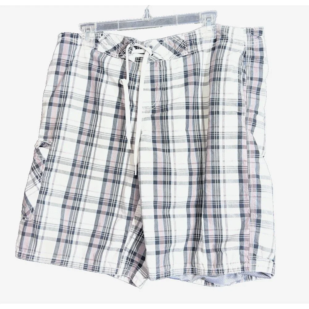 Old Navy Plaid Shorts Mens Size Large Mesh Liner Tie Front Summer‎ Vacation